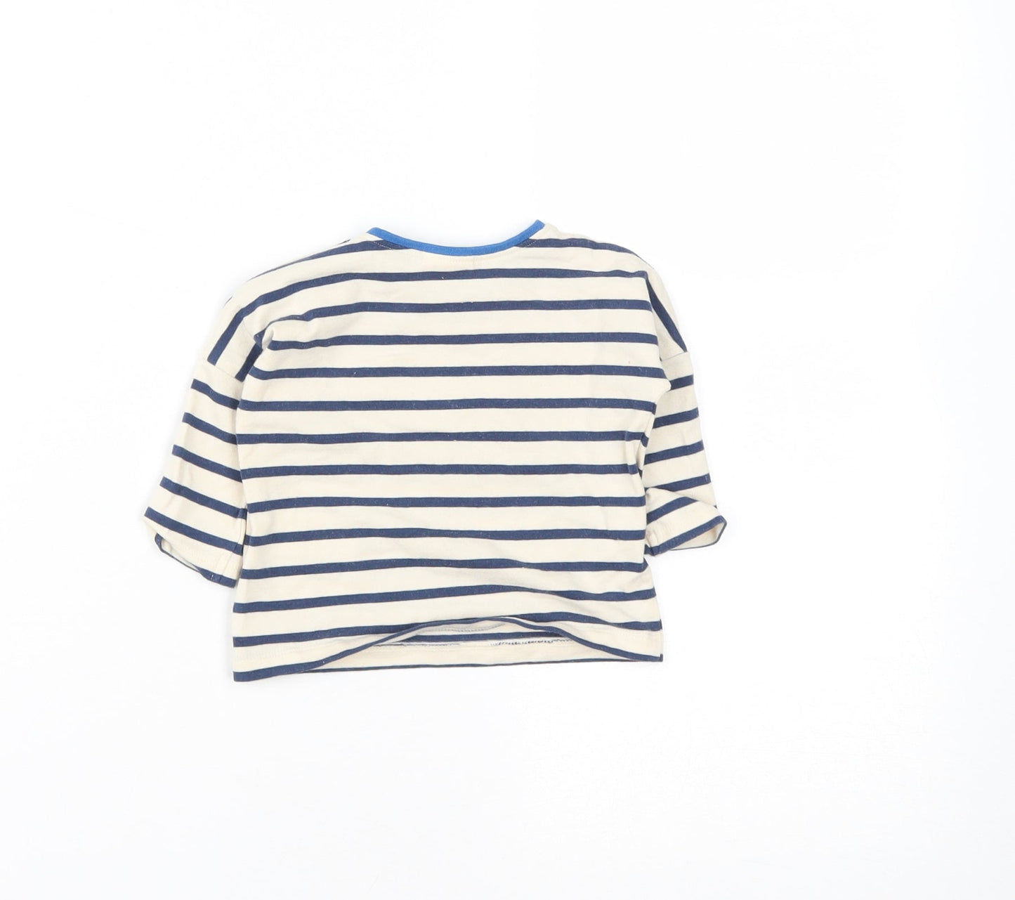 NEXT Boys Beige Striped Cotton Basic Casual Size 0-3 Months Round Neck Snap - Best Friends