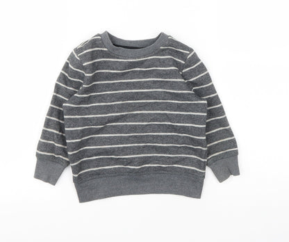 George Boys Grey Striped Cotton Pullover Sweatshirt Size 2 Years