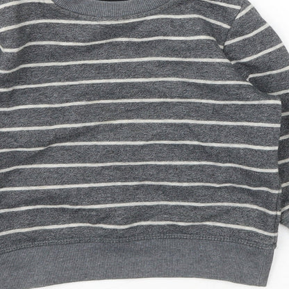 George Boys Grey Striped Cotton Pullover Sweatshirt Size 2 Years