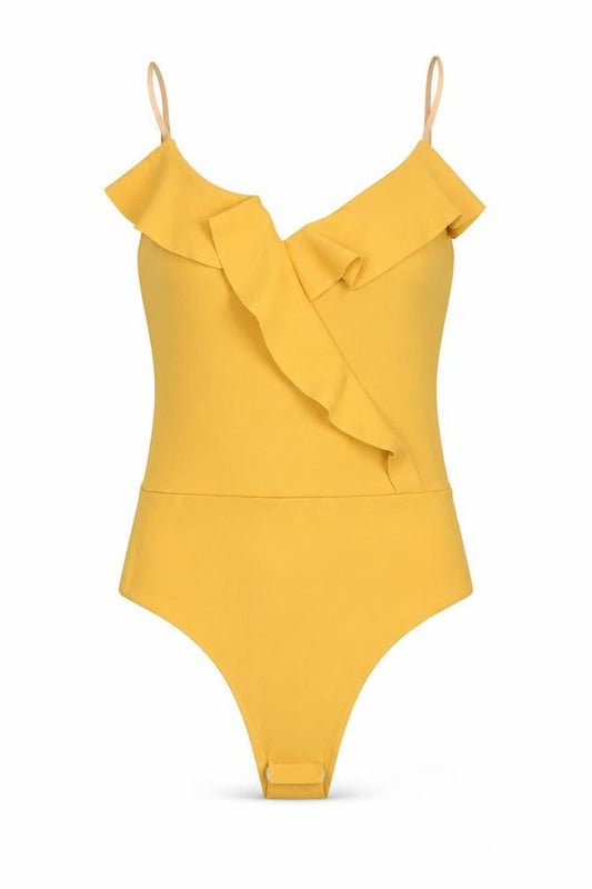 Womens UK Size 8 Quiz One-Piece Yellow Bodysuit