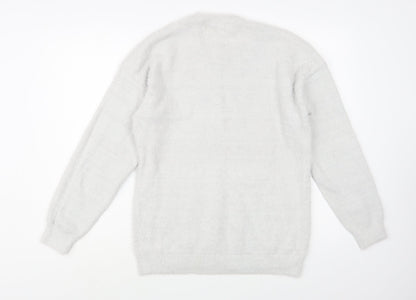 F&F Girls Grey Crew Neck  Polyamide Tunic Jumper Size 13-14 Years  Pullover