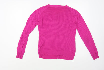 d.e,c.k. Womens Pink Round Neck  Viscose Cardigan Jumper Size S