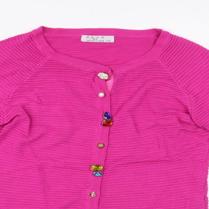 d.e,c.k. Womens Pink Round Neck  Viscose Cardigan Jumper Size S