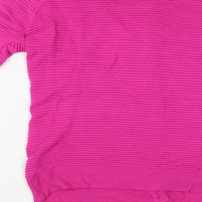 d.e,c.k. Womens Pink Round Neck  Viscose Cardigan Jumper Size S