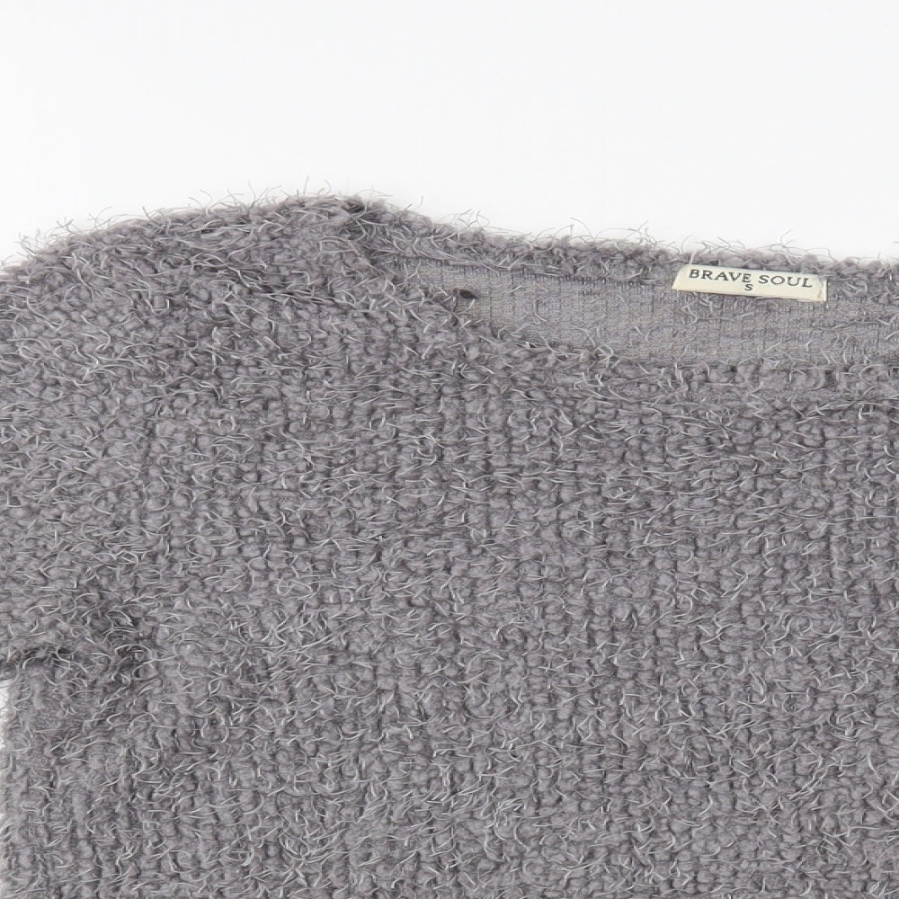 Womens UK Size S Brave Soul Grey Pullover Jumper