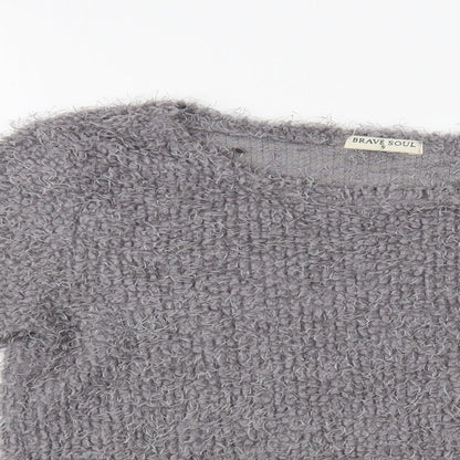 Womens UK Size S Brave Soul Grey Pullover Jumper