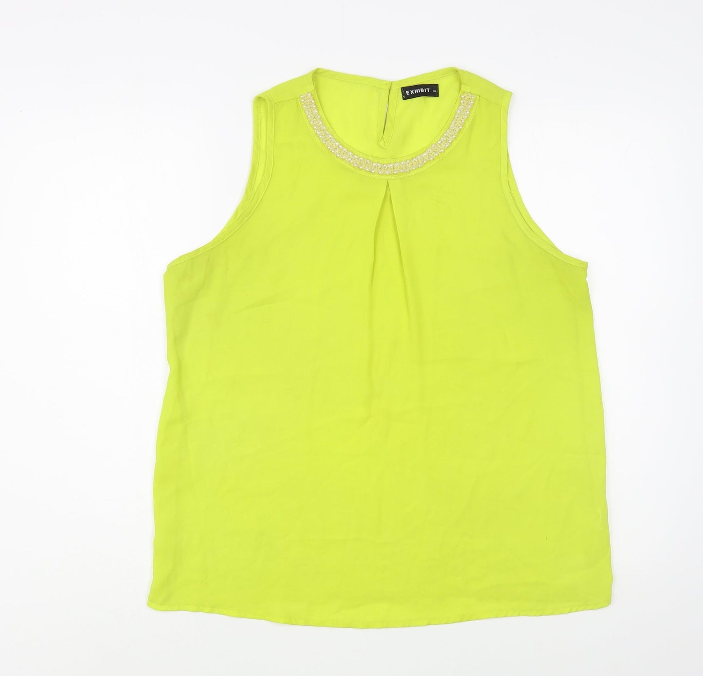 Womens UK Size 14 Exhibit Green Basic Blouse