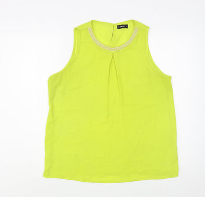 Womens UK Size 14 Exhibit Green Basic Blouse