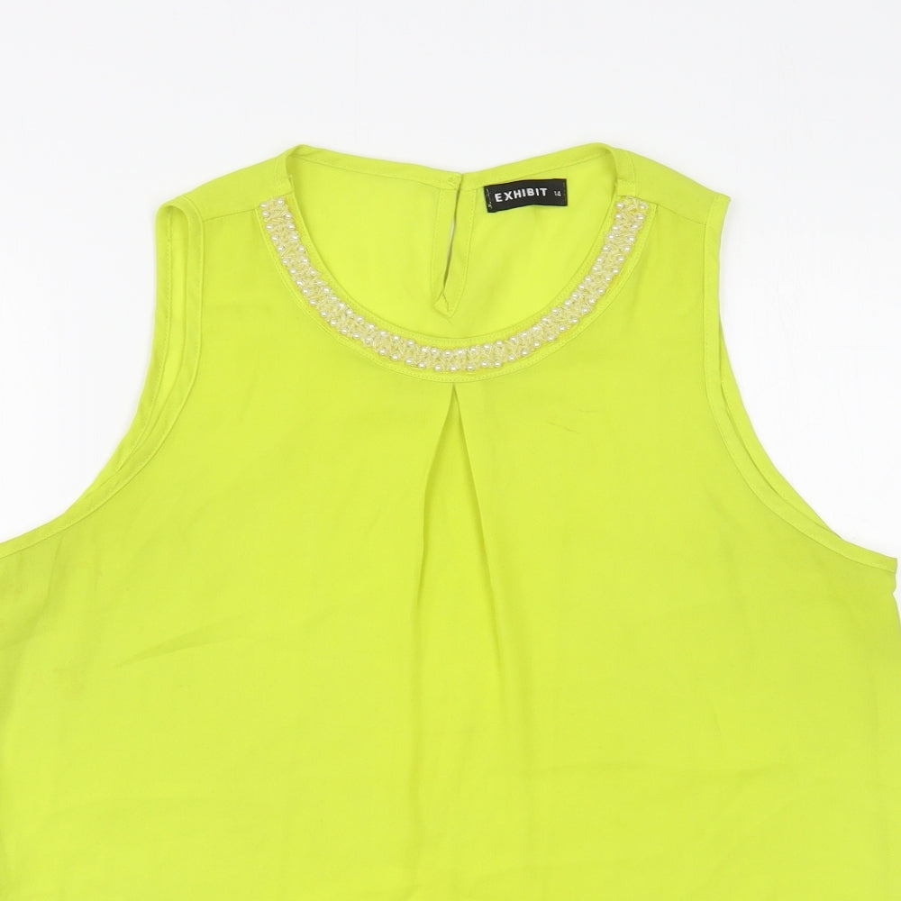 Womens UK Size 14 Exhibit Green Basic Blouse