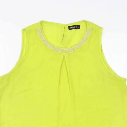 Womens UK Size 14 Exhibit Green Basic Blouse