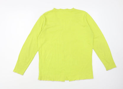 No 2moro Womens Green V-Neck  Cotton Pullover Jumper Size M