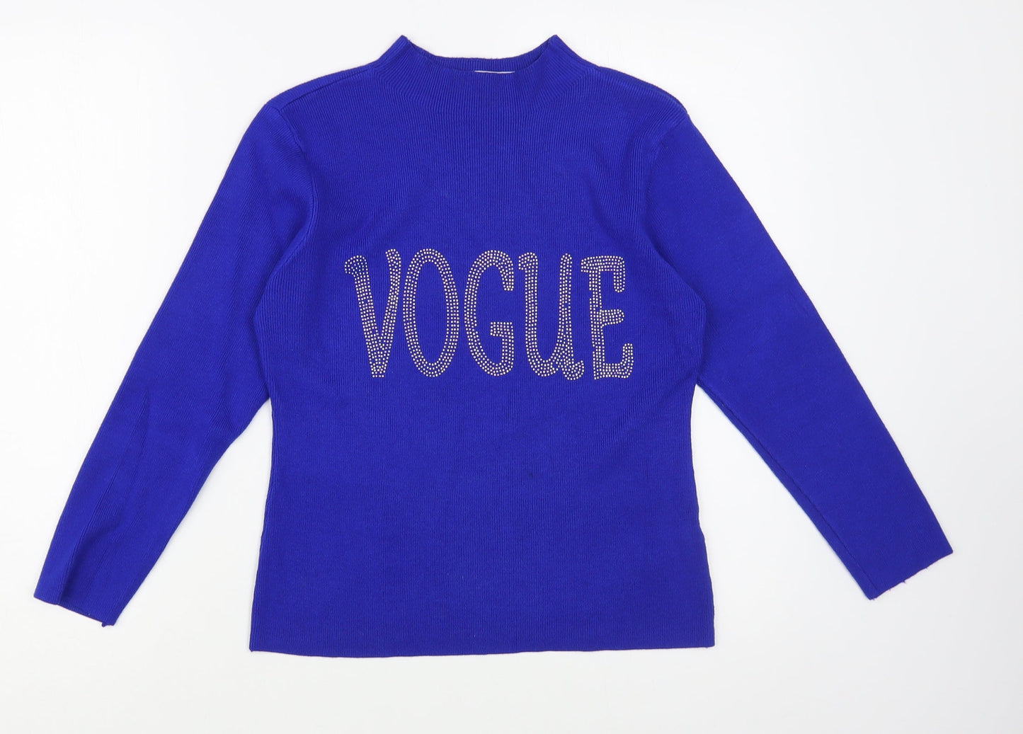 Zeva Womens Blue Mock Neck  Viscose Pullover Jumper Size S   - Vogue