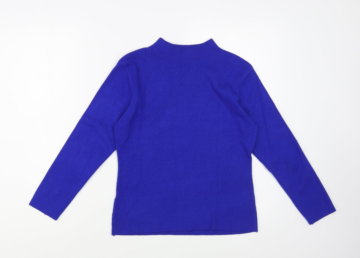 Zeva Womens Blue Mock Neck  Viscose Pullover Jumper Size S   - Vogue