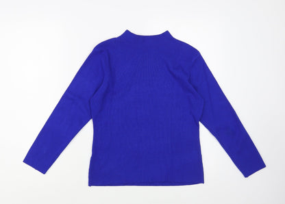 Zeva Womens Blue Mock Neck  Viscose Pullover Jumper Size S   - Vogue