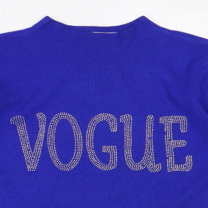 Zeva Womens Blue Mock Neck  Viscose Pullover Jumper Size S   - Vogue