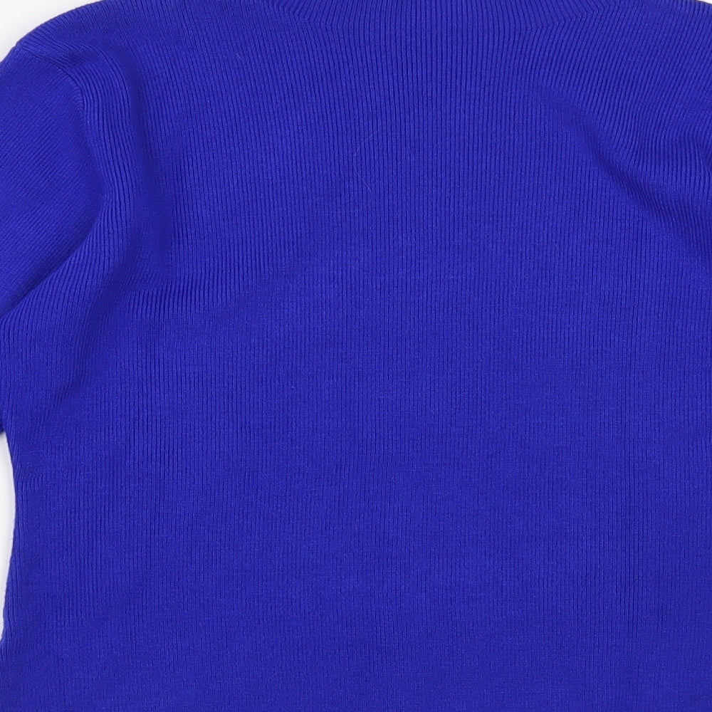 Zeva Womens Blue Mock Neck  Viscose Pullover Jumper Size S   - Vogue