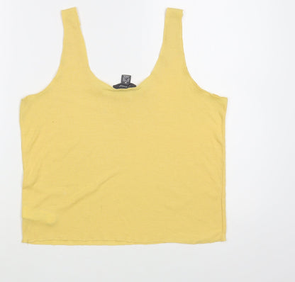 Primark Womens Yellow  Polyester Basic Tank Size 12 Scoop Neck