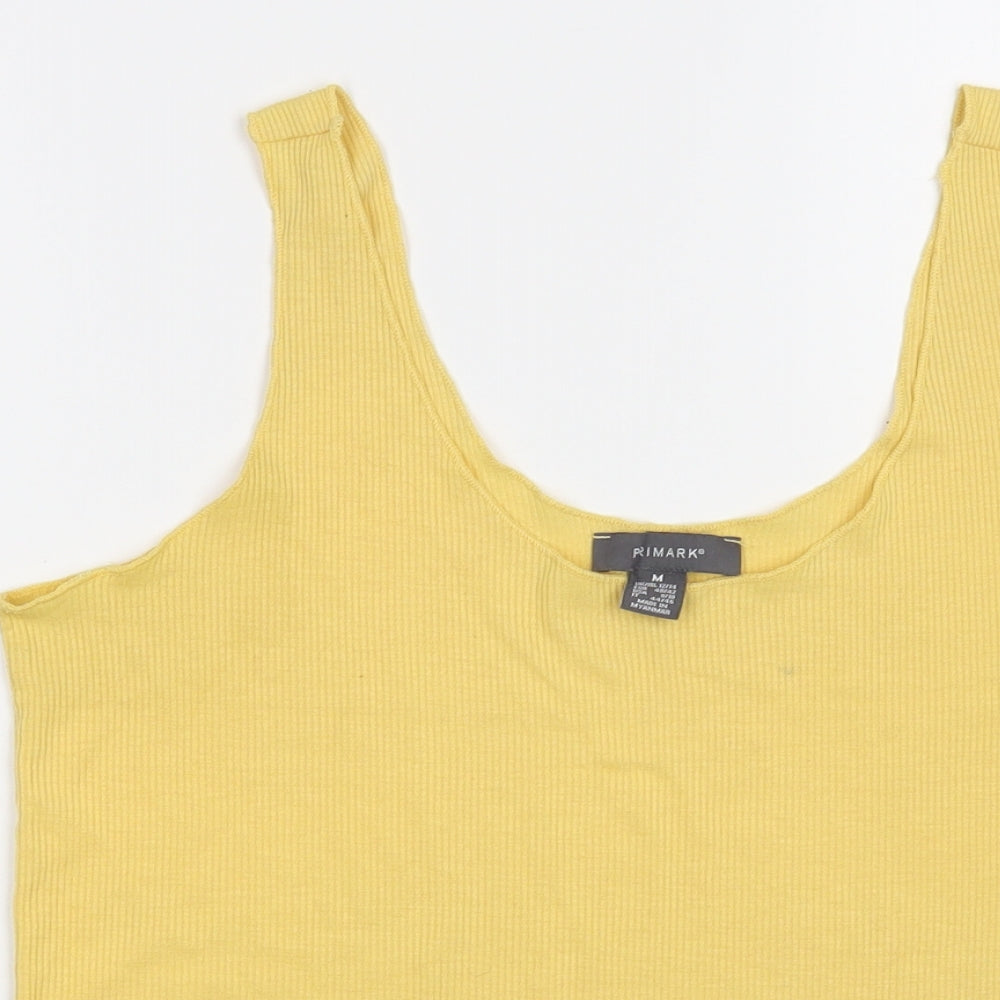 Primark Womens Yellow  Polyester Basic Tank Size 12 Scoop Neck