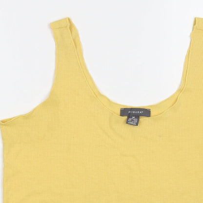 Primark Womens Yellow  Polyester Basic Tank Size 12 Scoop Neck