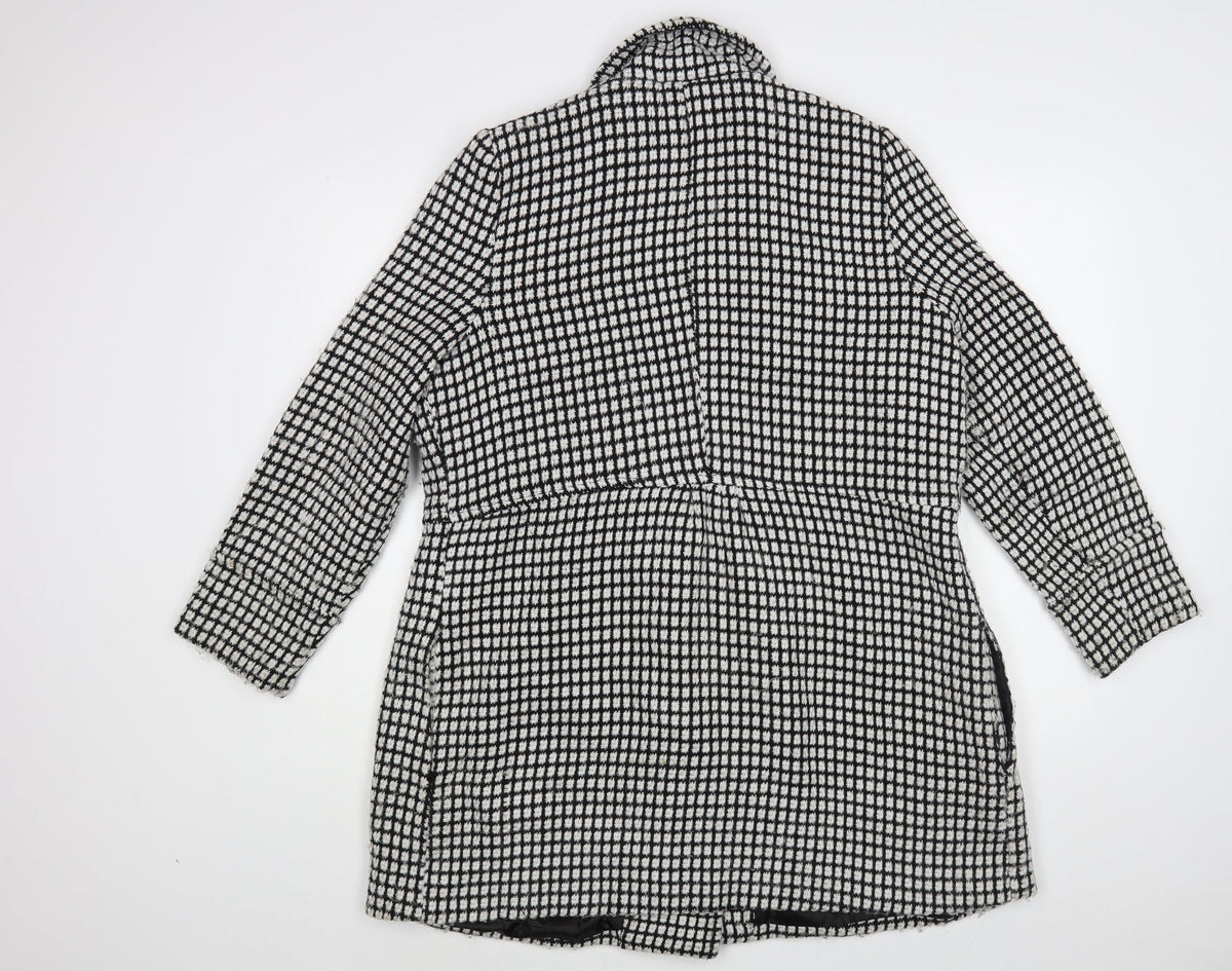 Samya Womens Black Check  Pea Coat Coat Size 16  Button