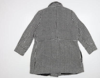 Samya Womens Black Check  Pea Coat Coat Size 16  Button