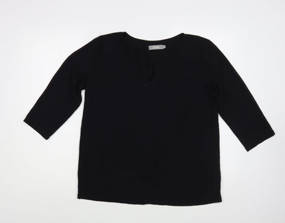 Fransa Womens Black  Polyester Basic Blouse Size M Boat Neck