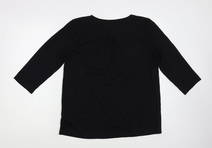 Fransa Womens Black  Polyester Basic Blouse Size M Boat Neck