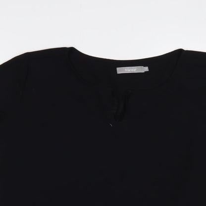 Fransa Womens Black  Polyester Basic Blouse Size M Boat Neck