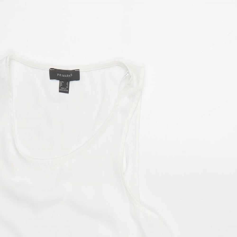 Primark Womens White  Polyester Camisole Tank Size 12 Round Neck