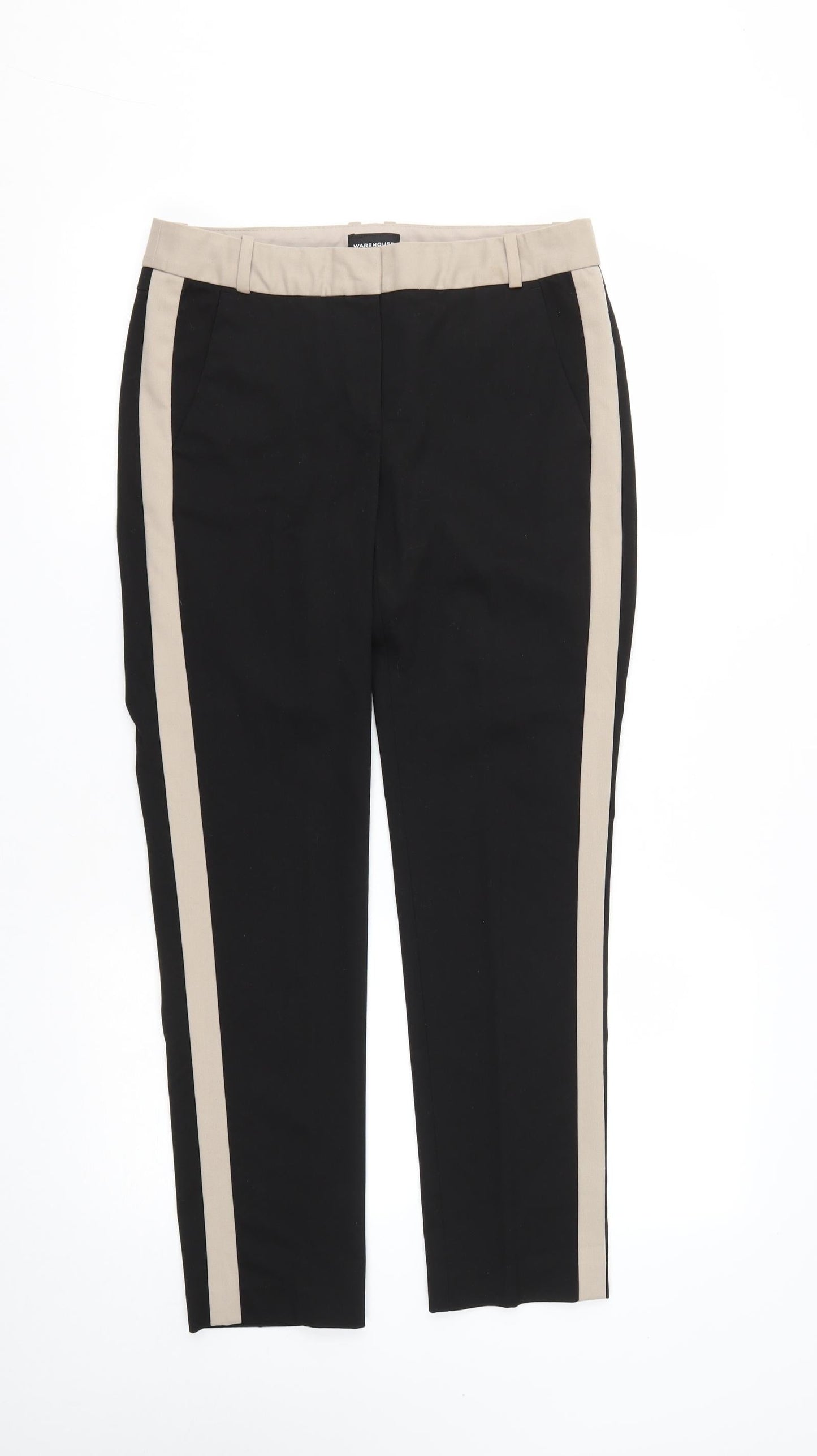 Womens UK Size 10 Warehouse Regular Fit Dress Pants Black Trousers