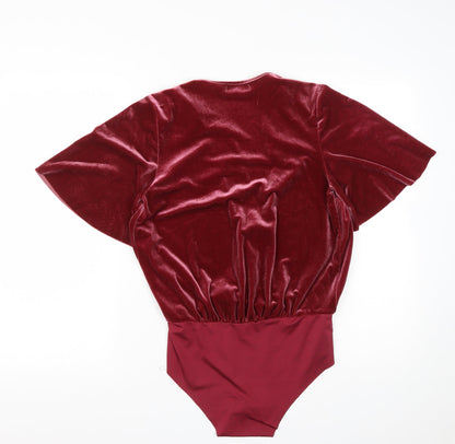 Zara Womens Red  Polyester Playsuit One-Piece Size S  Snap