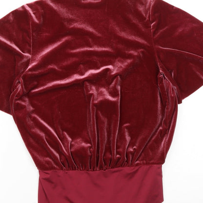 Zara Womens Red  Polyester Playsuit One-Piece Size S  Snap