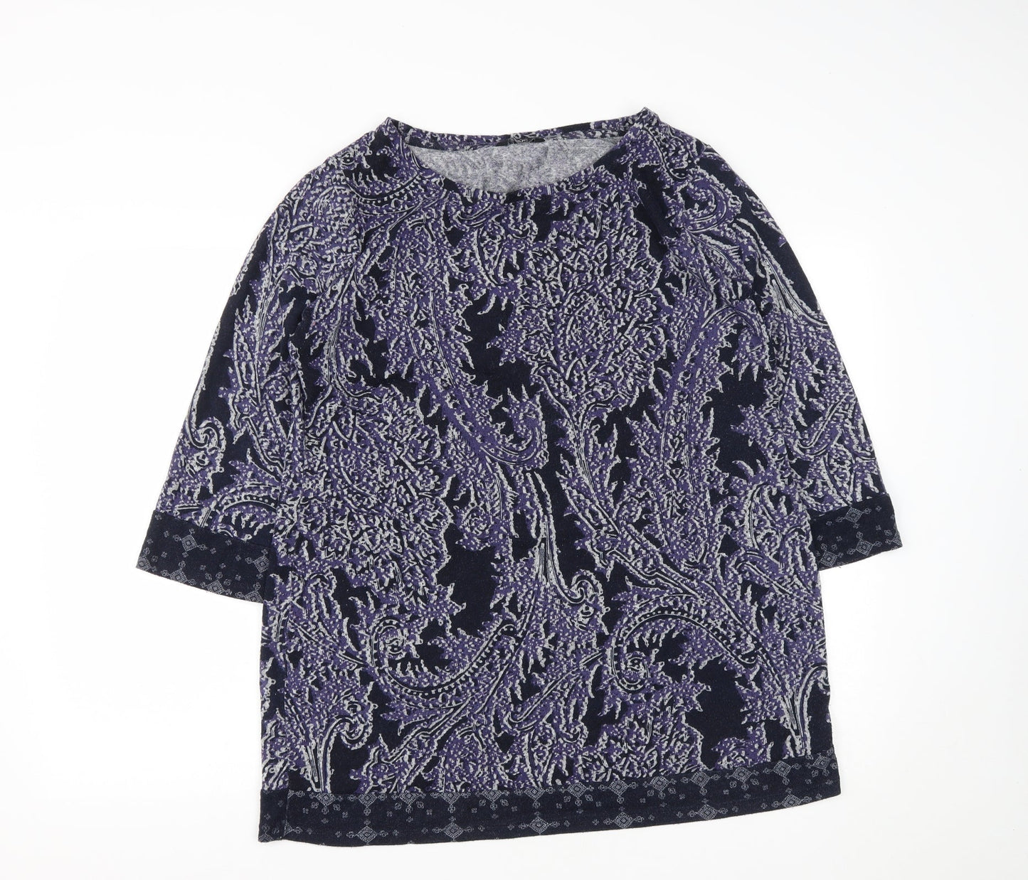 F&F Womens Blue Round Neck Geometric Polyester Pullover Jumper Size 18