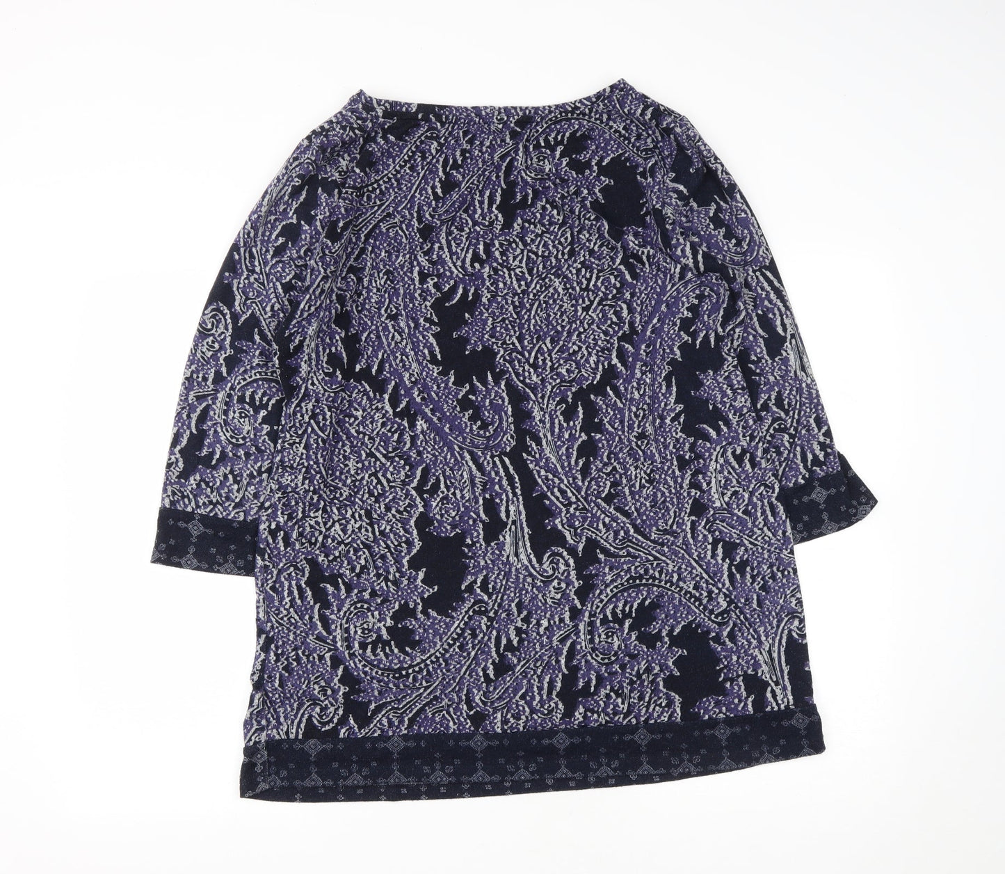 F&F Womens Blue Round Neck Geometric Polyester Pullover Jumper Size 18