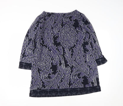 F&F Womens Blue Round Neck Geometric Polyester Pullover Jumper Size 18