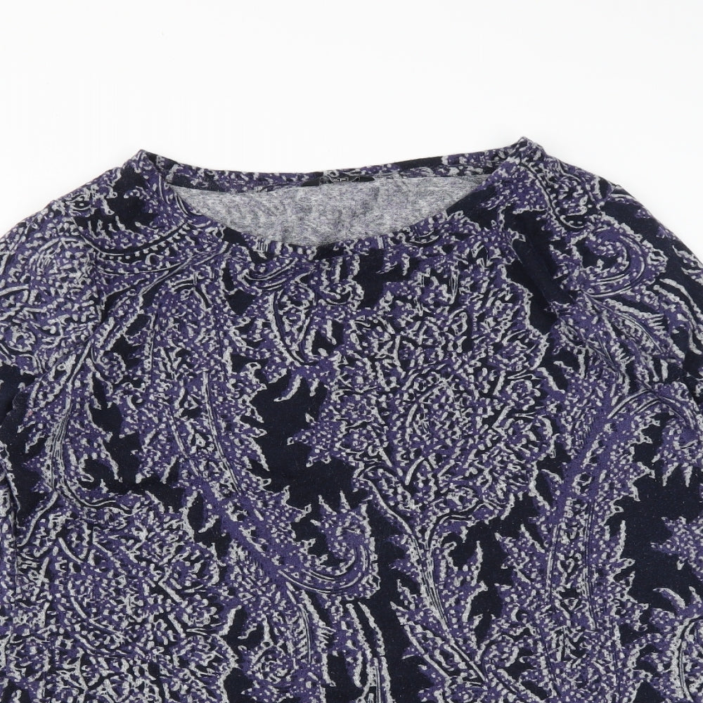 F&F Womens Blue Round Neck Geometric Polyester Pullover Jumper Size 18