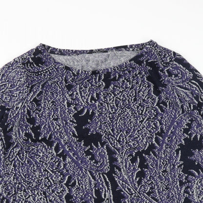 F&F Womens Blue Round Neck Geometric Polyester Pullover Jumper Size 18