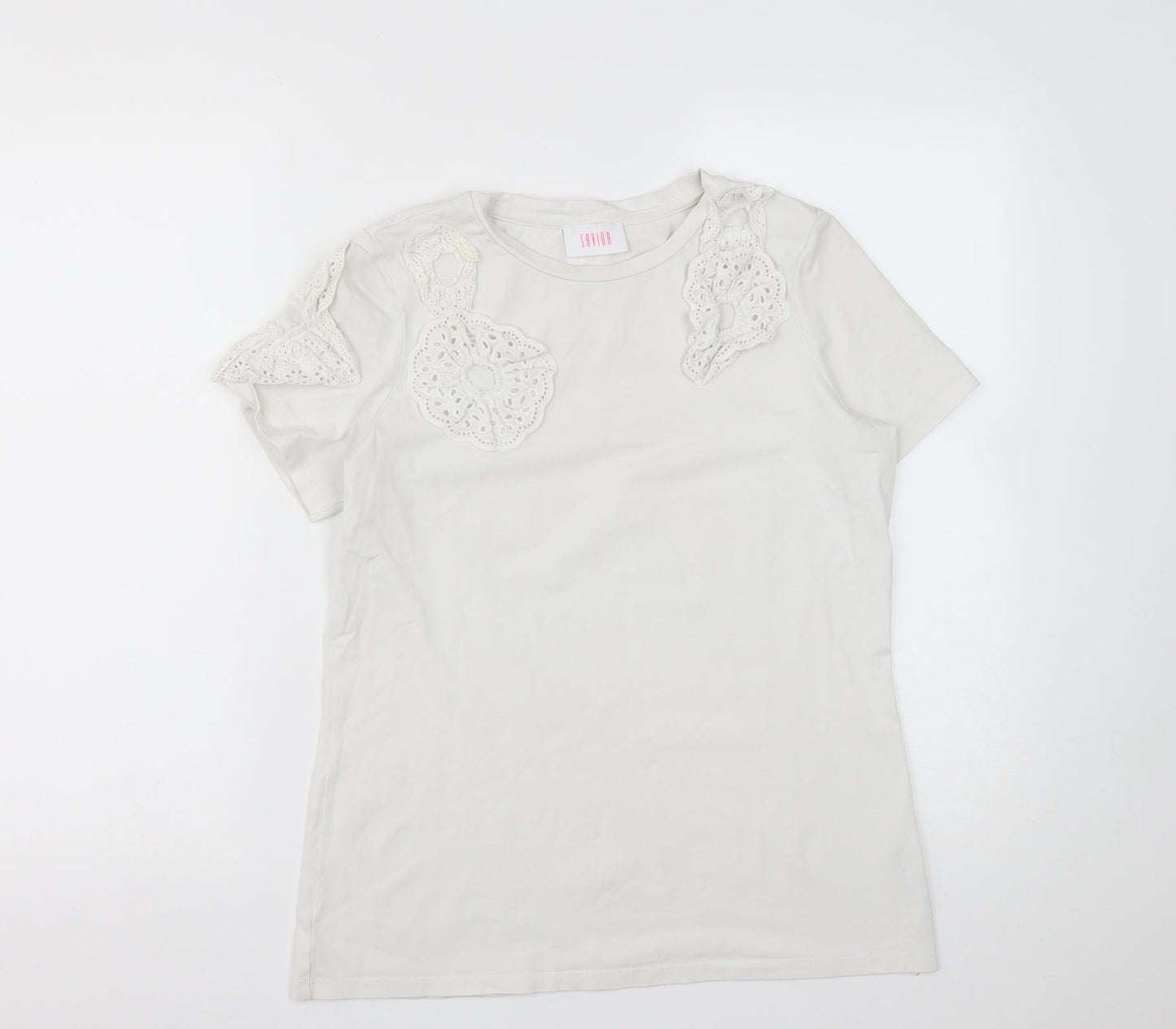 Womens UK Size S Savida White Basic T-Shirt