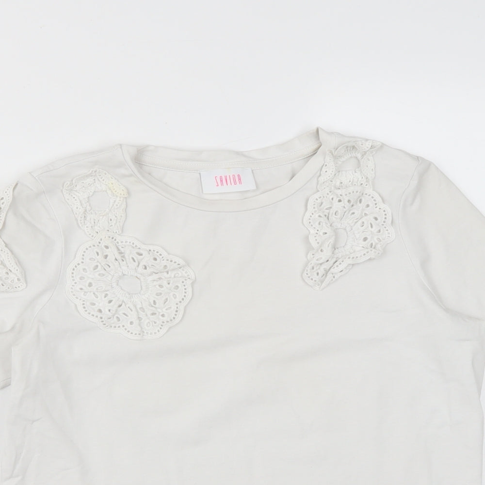 Womens UK Size S Savida White Basic T-Shirt