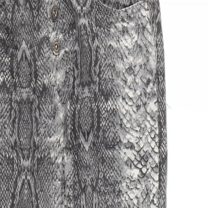 Place Du Jour Womens Grey Animal Print Cotton Straight Jeans Size 10 L27 in Regular Button