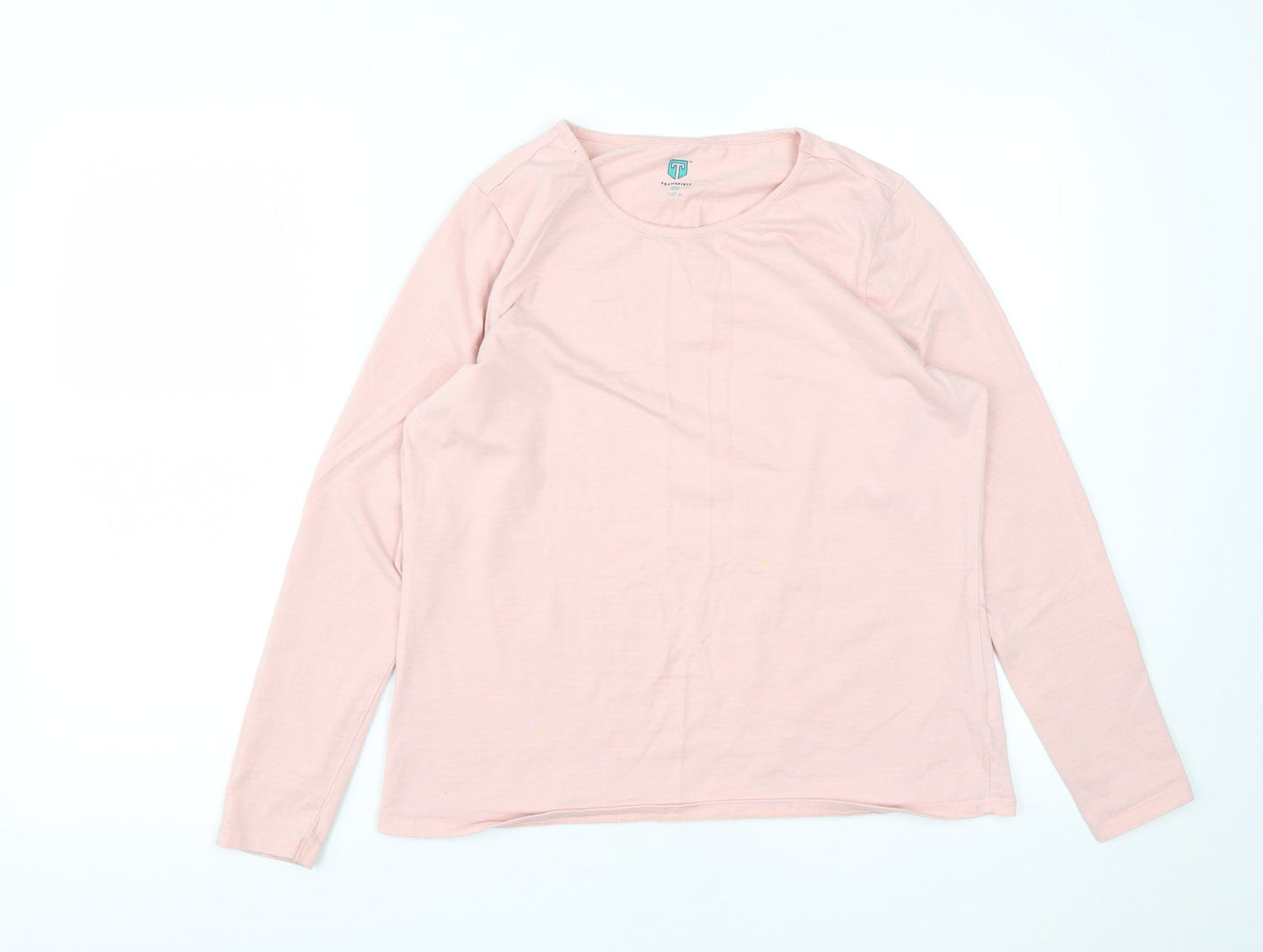 TeamSpiriy Womens Pink Striped Cotton Basic T-Shirt Size 2XL Round Neck