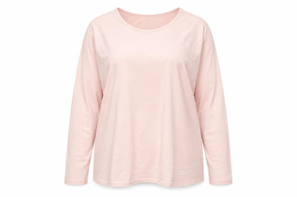 TeamSpiriy Womens Pink Striped Cotton Basic T-Shirt Size 2XL Round Neck