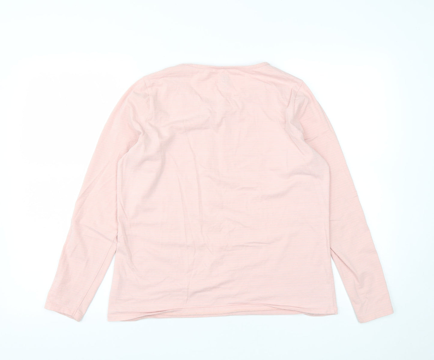 TeamSpiriy Womens Pink Striped Cotton Basic T-Shirt Size 2XL Round Neck