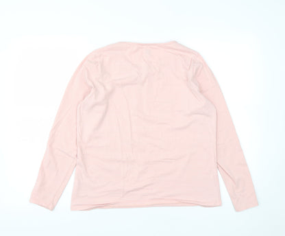 TeamSpiriy Womens Pink Striped Cotton Basic T-Shirt Size 2XL Round Neck