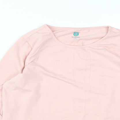 TeamSpiriy Womens Pink Striped Cotton Basic T-Shirt Size 2XL Round Neck
