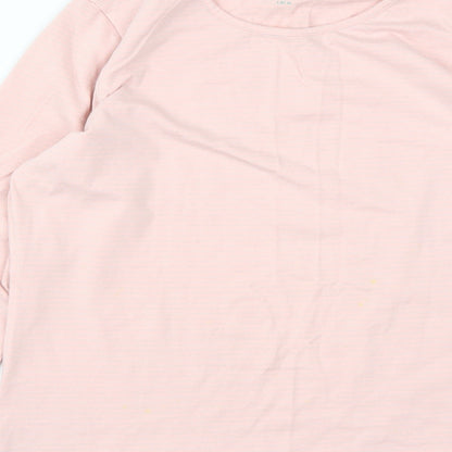 TeamSpiriy Womens Pink Striped Cotton Basic T-Shirt Size 2XL Round Neck
