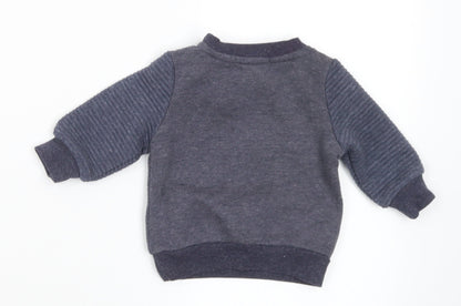 Primark Boys Grey  Polyester Pullover Jumper Size 0-3 Months  Snap - Car