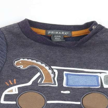 Primark Boys Grey  Polyester Pullover Jumper Size 0-3 Months  Snap - Car