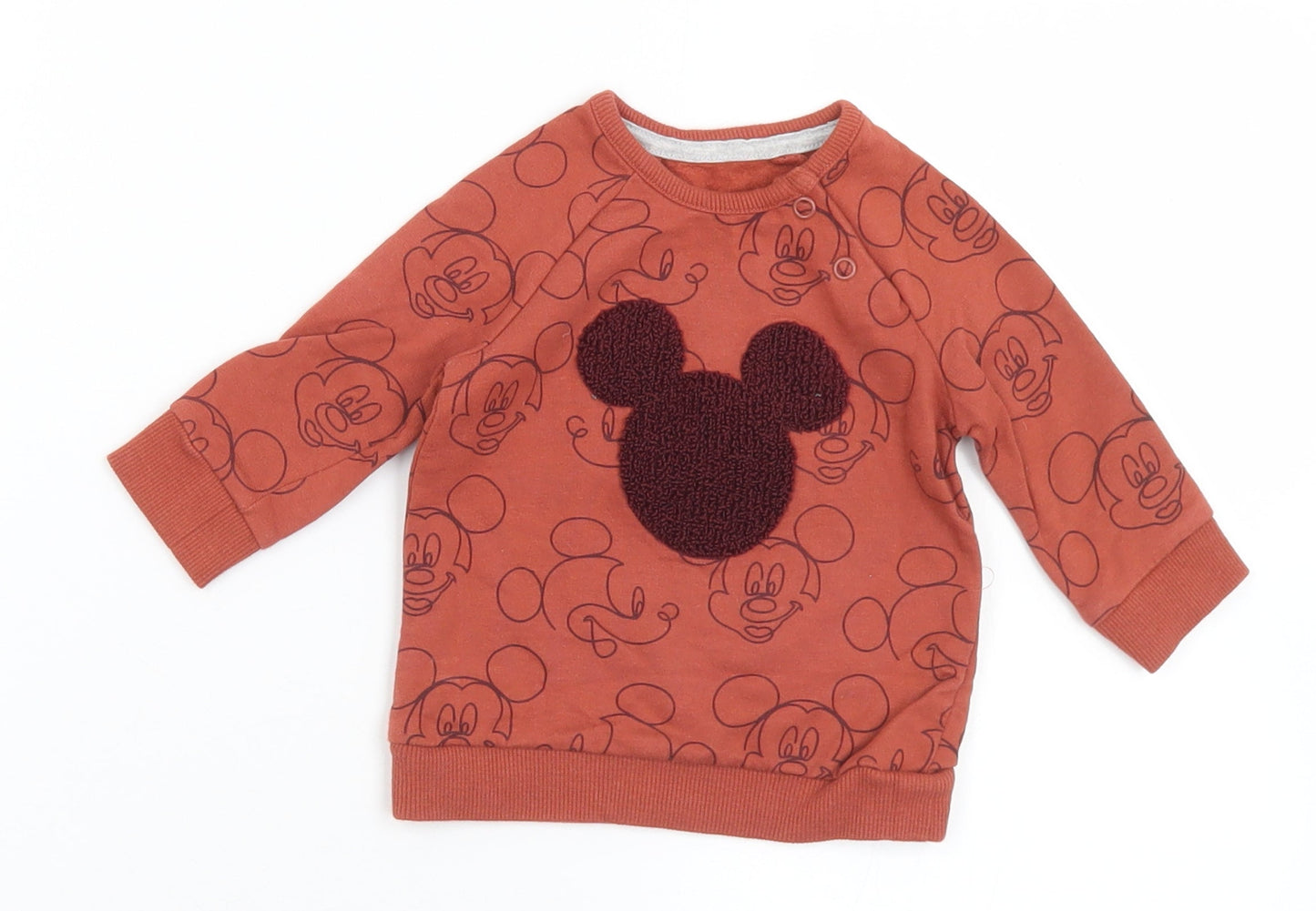 George Baby Brown Geometric Cotton Pullover Jumper Size 0-3 Months  Snap - Mickey Mouse Disney