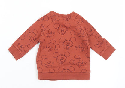 George Baby Brown Geometric Cotton Pullover Jumper Size 0-3 Months  Snap - Mickey Mouse Disney